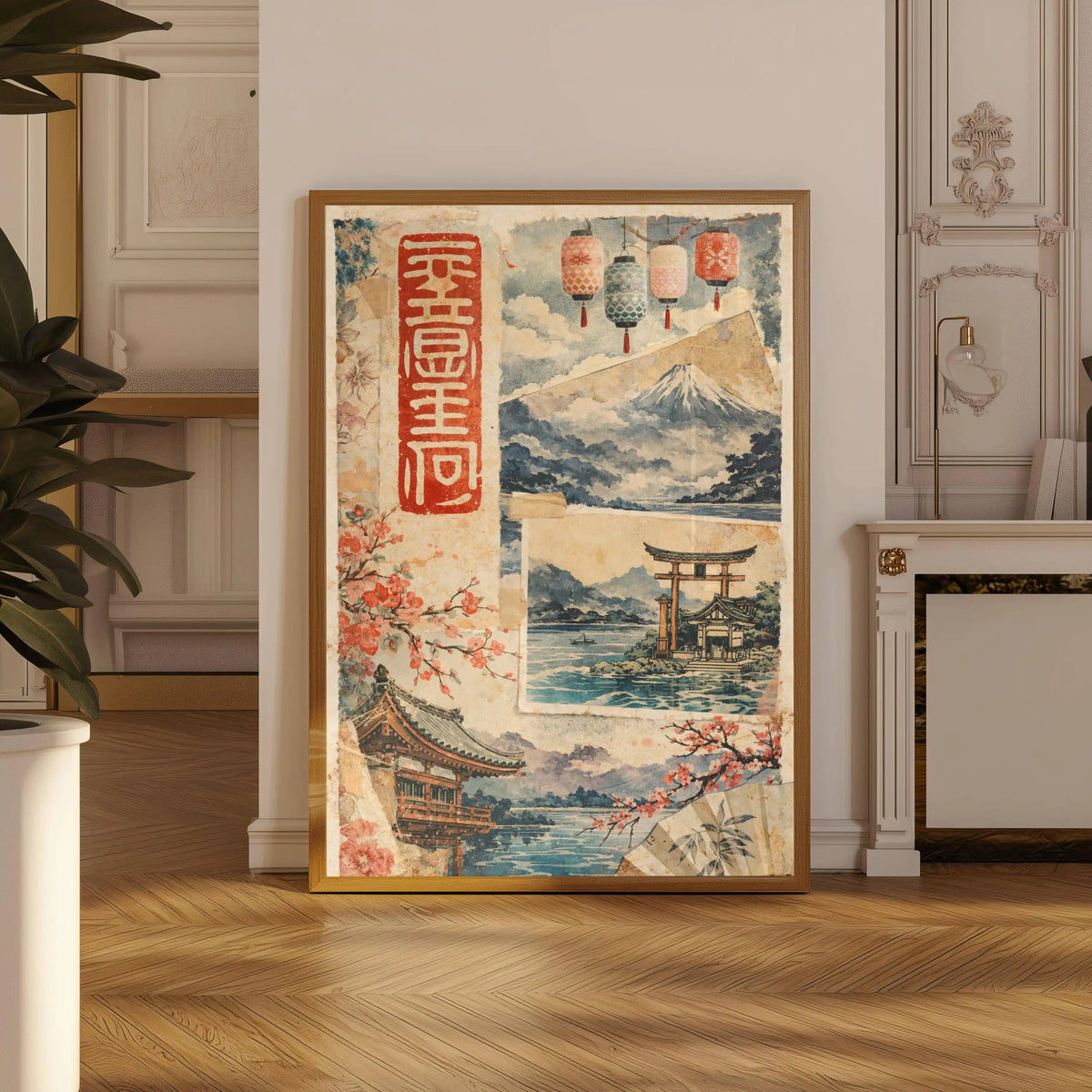 Toile imprimée cerisier en fleurs — art mural japandi rose (vue 8) - Nesty