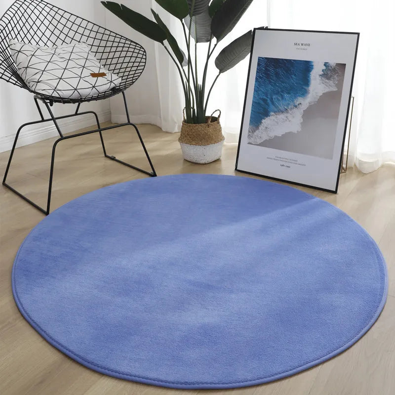 Tapis rond en velours corail — coloris unis (vue 8) - Nesty