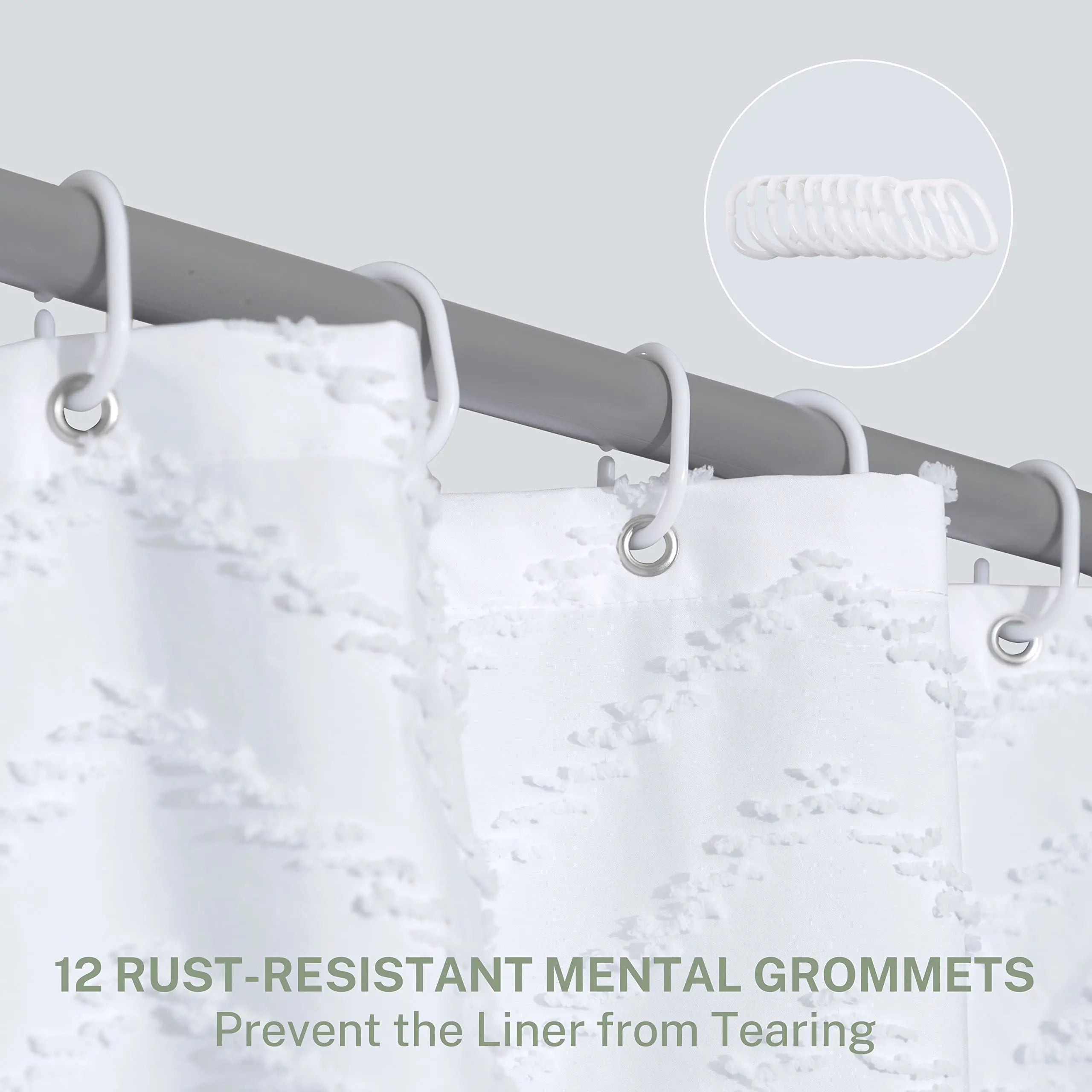Rideau de douche bohème en tissu tissé à pompons, imperméable - Nesty (vue 3)