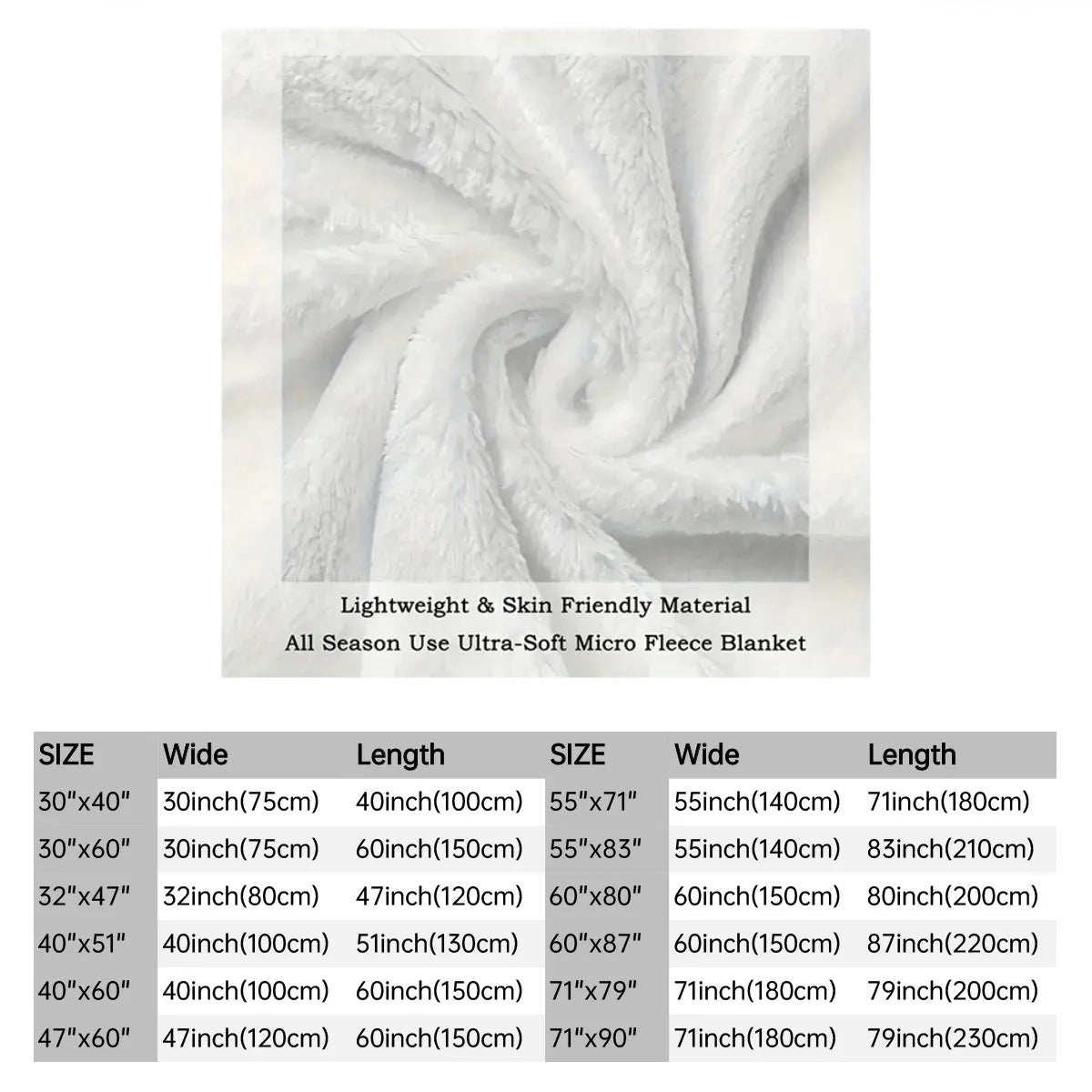 Plaid en peluche motif mandala Nesty - Texture du tissu polaire moelleux, tableau des tailles disponibles