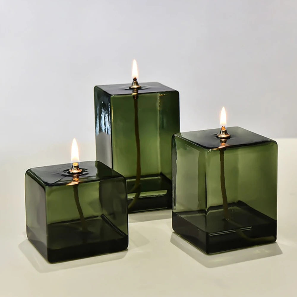 Lampe à huile en verre sans fumée, coloris vert (vue 6) - Nesty