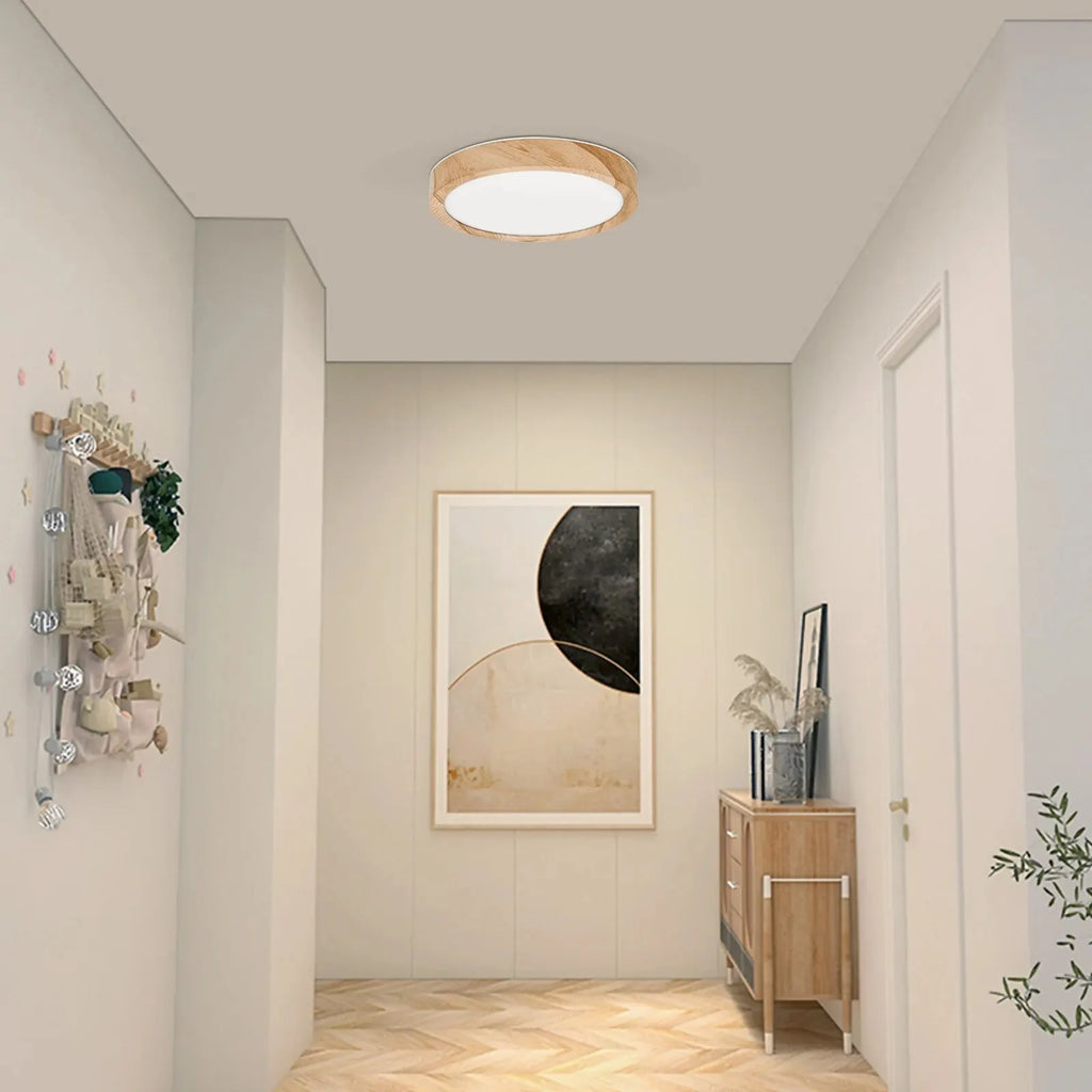 Plafonnier LED bois et blanc Nesty - 3 températures de lumière (vue 6)