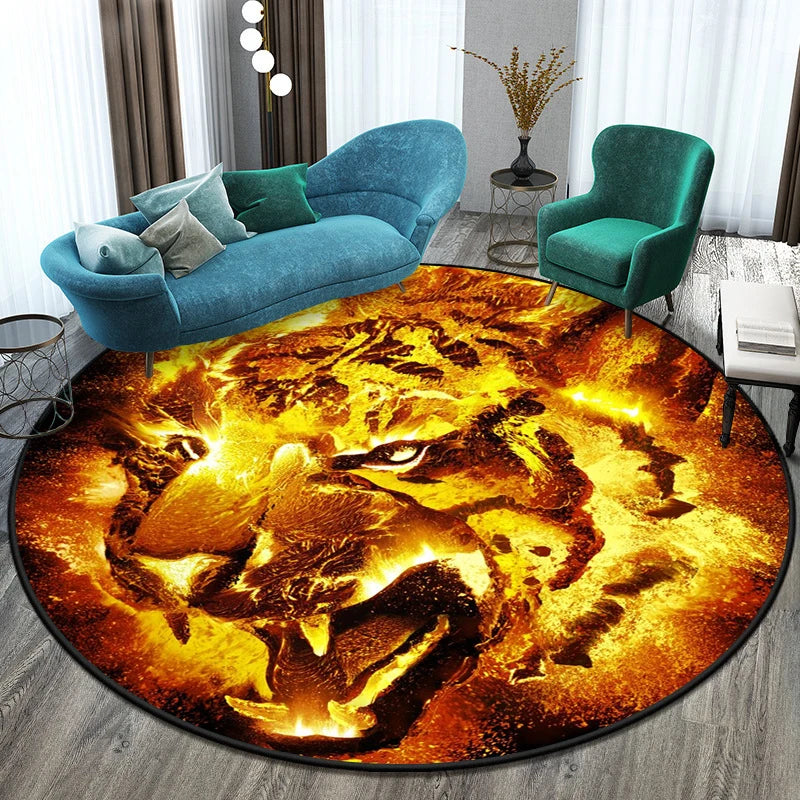 Tapis rond illustré tigre — pour chambre d'enfant - Nesty (vue 3)