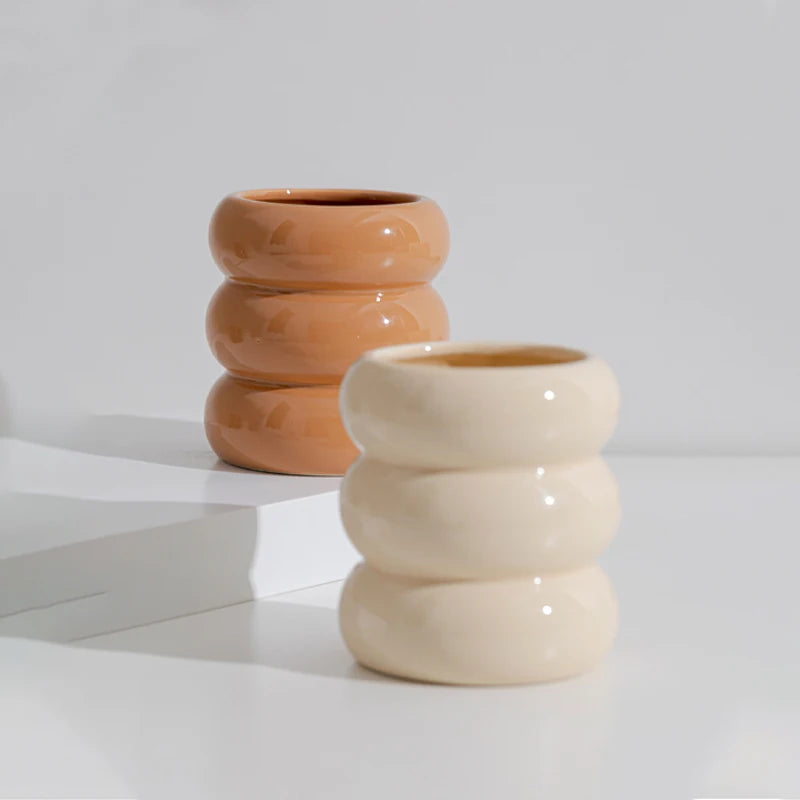 Bougeoir cylindrique en céramique blanche, style nordique (vue 5) - Nesty