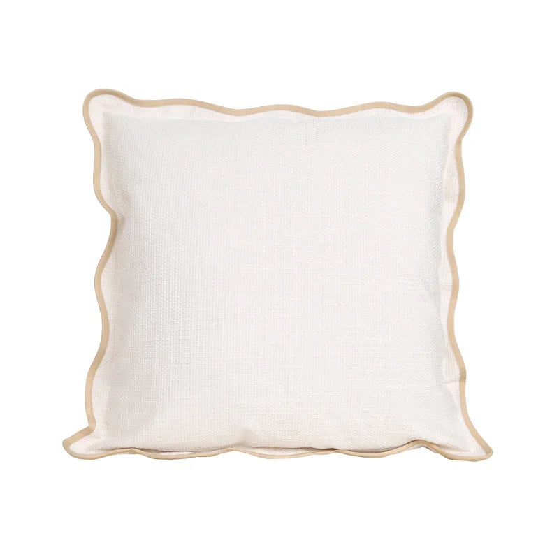 Housse de coussin en lin uni Nesty - Bord ondulé, esprit bohème (vue 9)