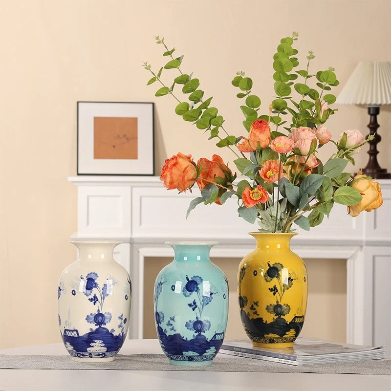 Vase en porcelaine peint à la main — motif bleu et blanc (vue 5) - Nesty