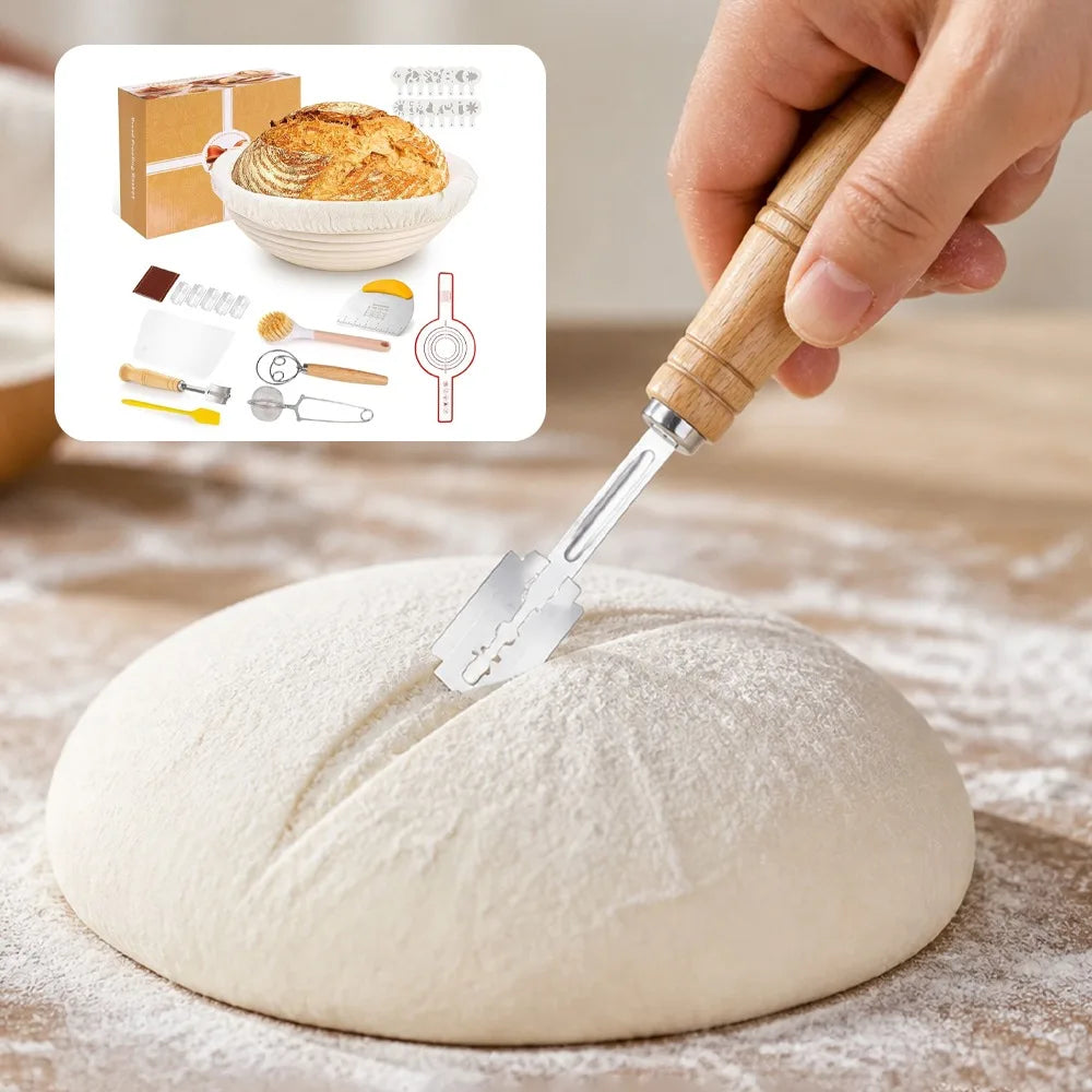 Banneton rond en rotin naturel 23 cm, panier à pain pour levain (vue 8) - Nesty