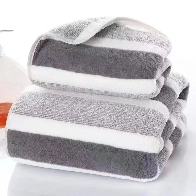 Serviette de bain épaisse en corail polaire — larges rayures, 3 coloris - Nesty (vue 8)