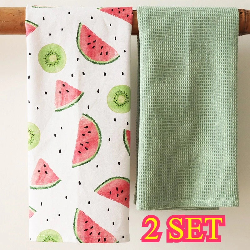 Set de 4 torchons en coton nid d'abeille, motif fruits d'été (vue 9) - Nesty