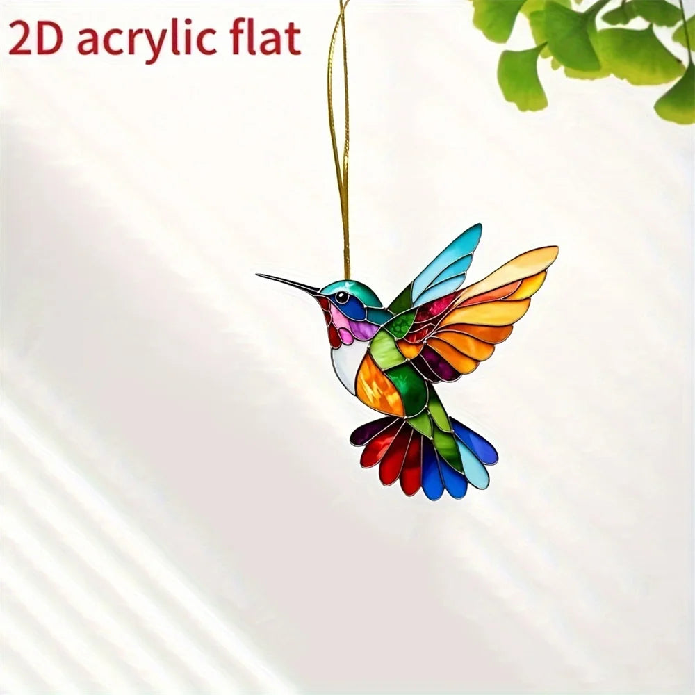 Suncatcher colibri en acrylique Nesty - Vue rapprochée, plaque acrylique 2D