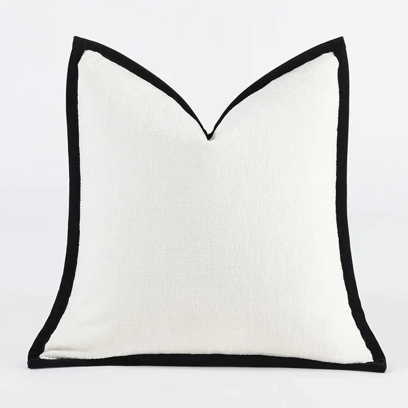 Housse de coussin en chénille épaisse Nesty - Uni, bords piqués (vue 12)