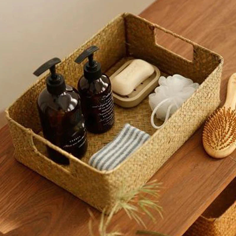 Grand panier tressé en jonc de mer naturel pour cuisine - Nesty (vue 3)
