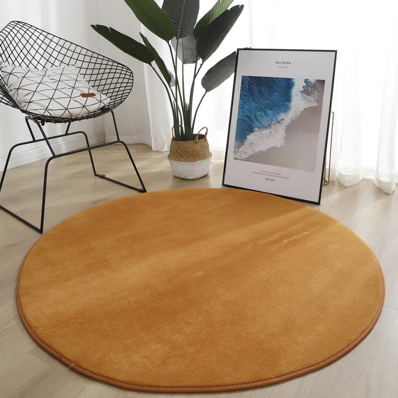 Tapis rond en velours corail Nesty - Coloris unis (vue 17)