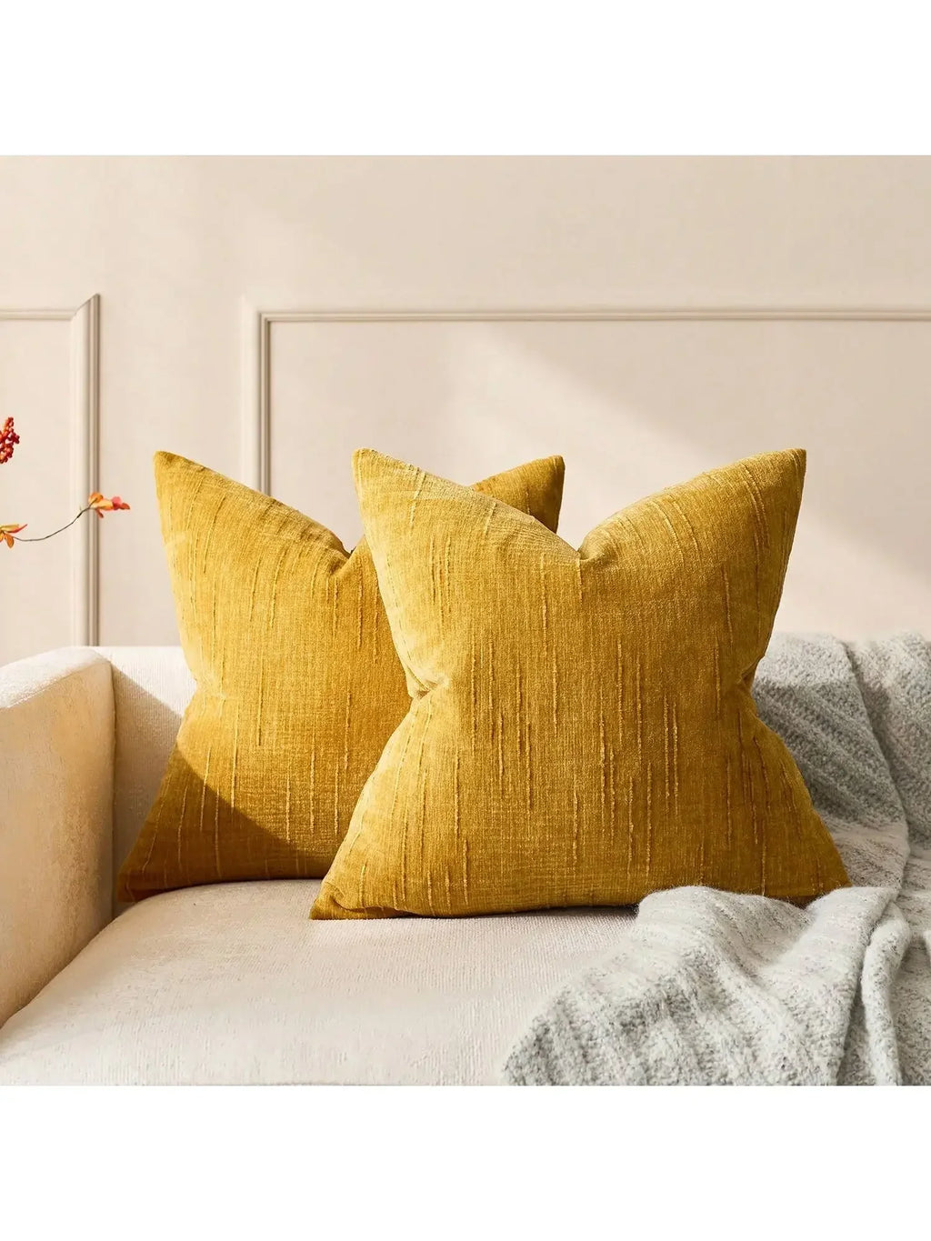 Housse de coussin en lin imitation Nesty - Beige, motif géométrique bohème (vue 10)