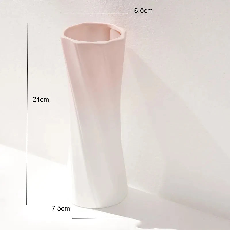 Vase en céramique rose, forme bouteille épurée - Nesty (vue 10)