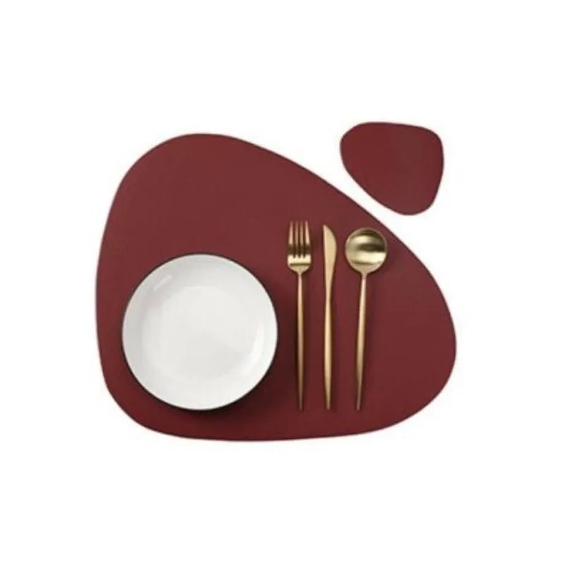 Set de table et dessous de verre en cuir synthétique, réversible - Nesty (vue 8)