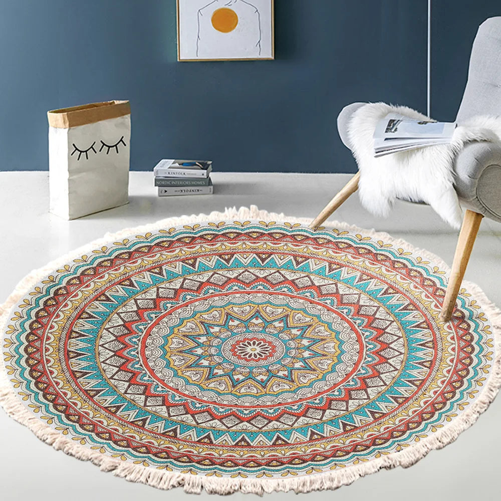 Tapis rond bohème à franges — tissé main - Nesty (vue 19)