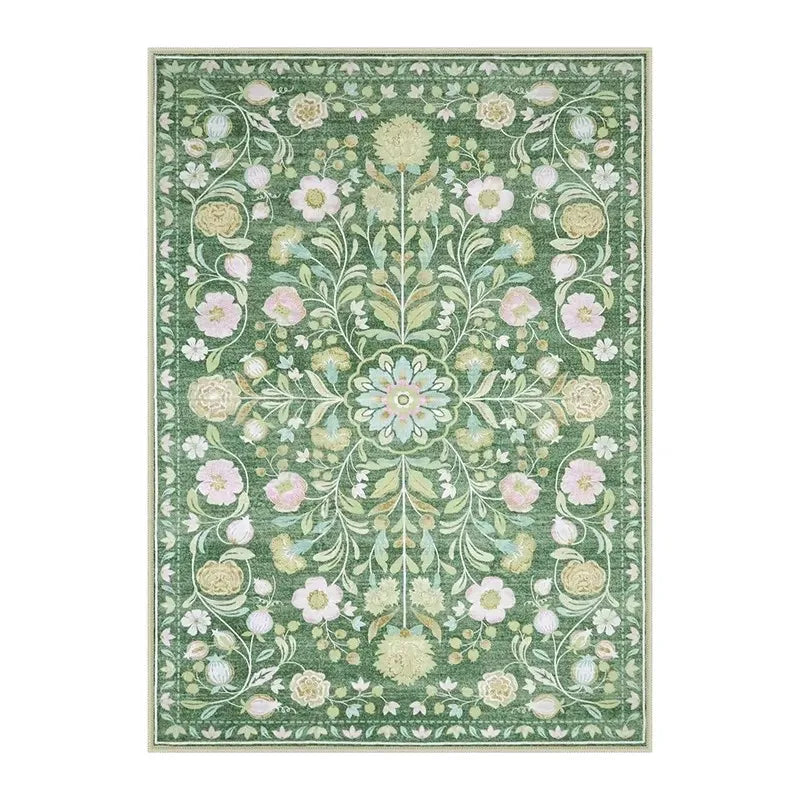 Tapis fleuri bohème rose Nesty - Flanelle douce (vue 12)