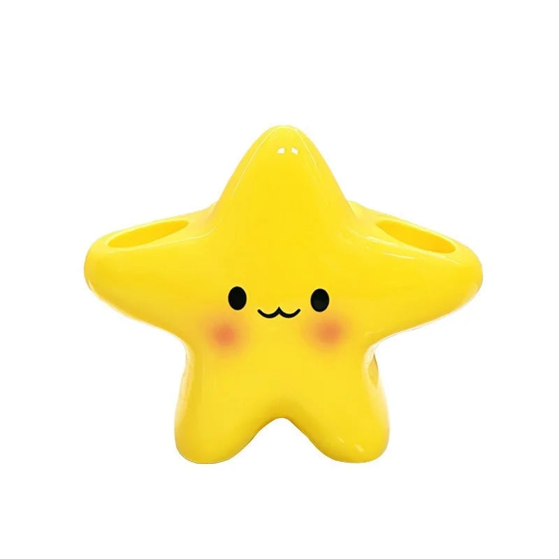 Cute Star-Shaped Toothbrush Holder  Freestanding Bathroom Organizer with Cute Face Design, Space-Saving Toothbrush & Toothpaste - Nesty (vue 7)