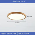 Plafonnier LED rond ultra-plat Nesty - Effet bois noyer (vue 7)