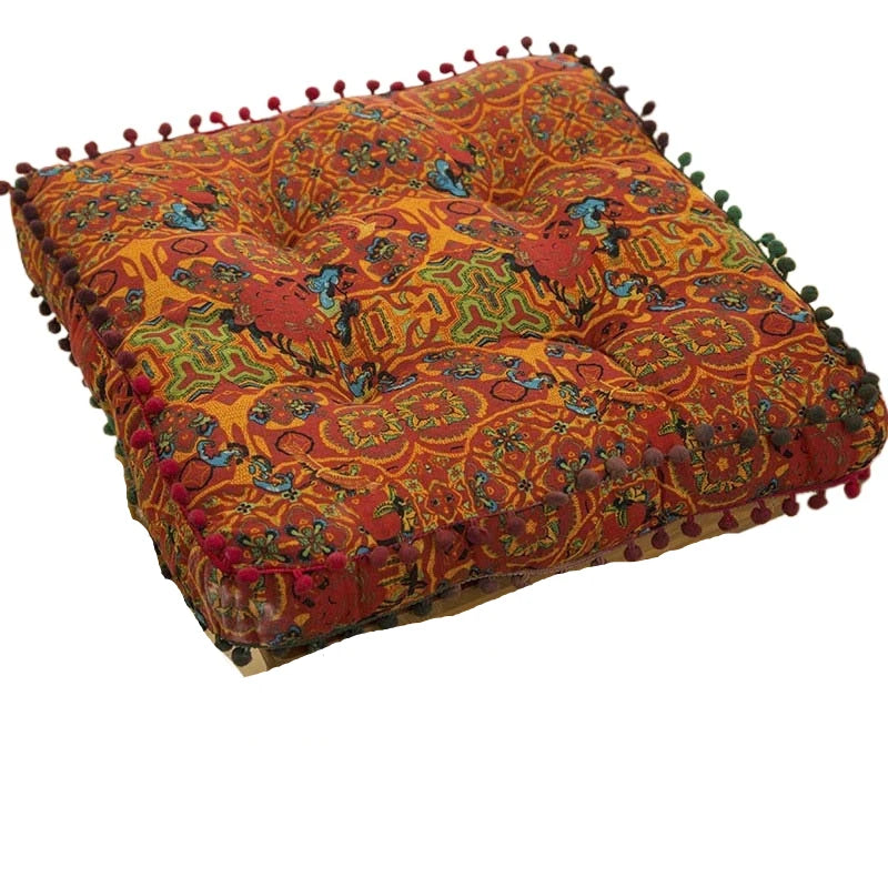 Gros coussin de sol en coton et lin épais Nesty - Esprit marocain (vue 8)