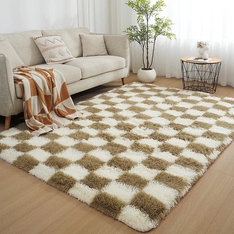 Tapis à damier moelleux pour salon (vue 7) - Nesty