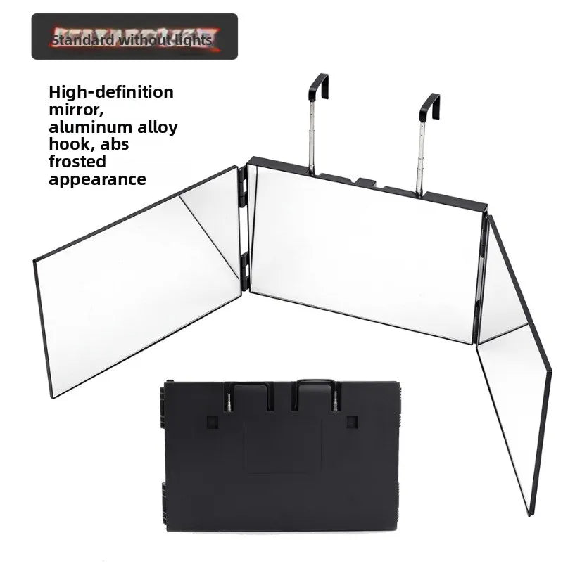 Miroir de maquillage pliable LED — pied rétractable et rotation 360° (vue 6) - Nesty