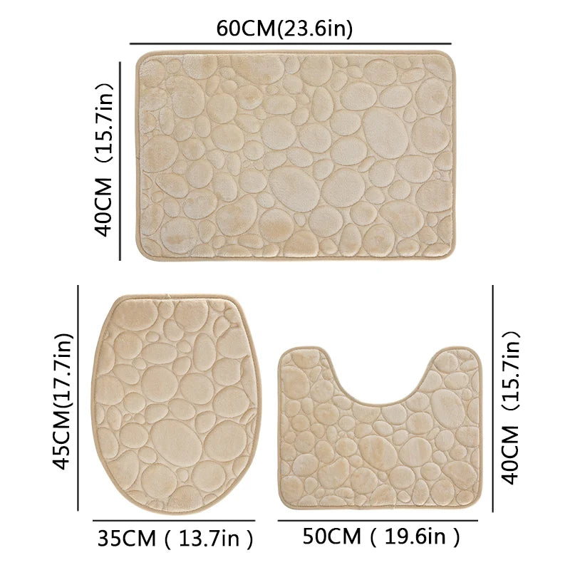 Set de tapis de bain en microfibre — motif pierre, 3 pièces - Nesty (vue 7)