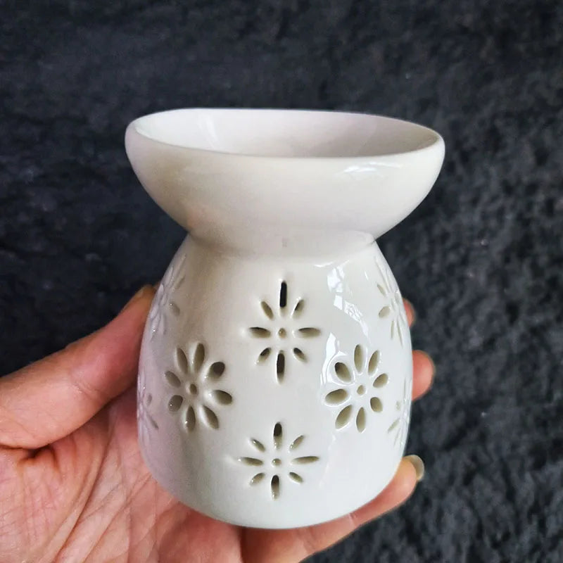 Brûle-encens en céramique blanche, chauffe-bougie (vue 9) - Nesty