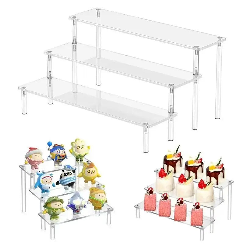 Présentoir étagé en acrylique à 1 à 5 niveaux Nesty, présentoirs à 3 niveaux garnis de figurines, mini gâteaux et desserts