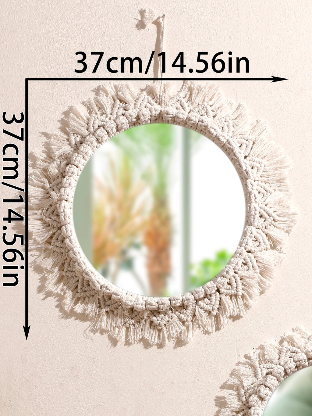 Miroir mural tissé macramé rond, décoration bohème (vue 7) - Nesty