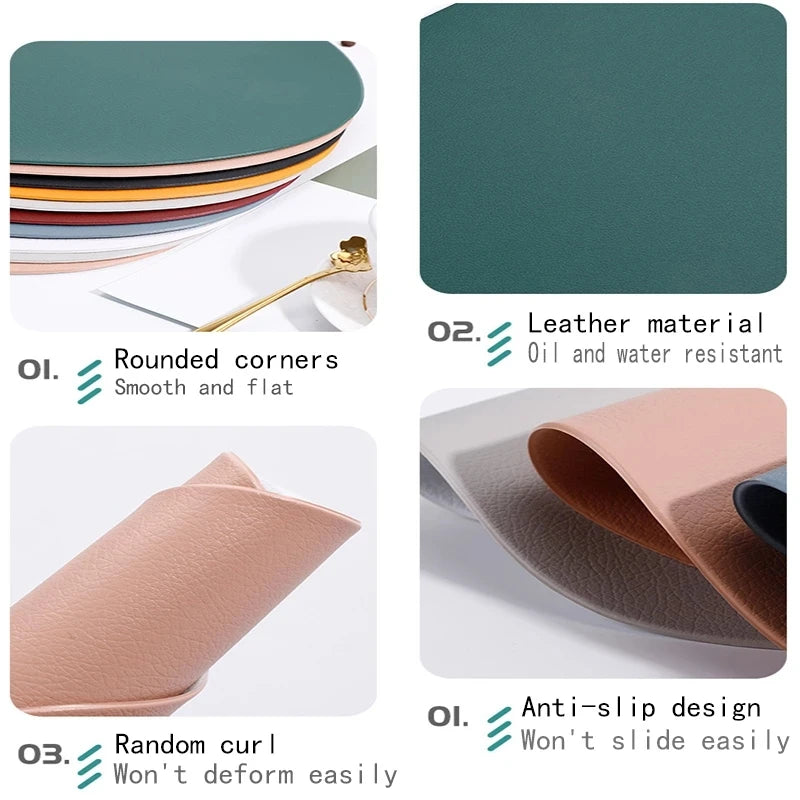 Set de table et dessous de verre en cuir synthétique, réversible - Nesty (vue 5)