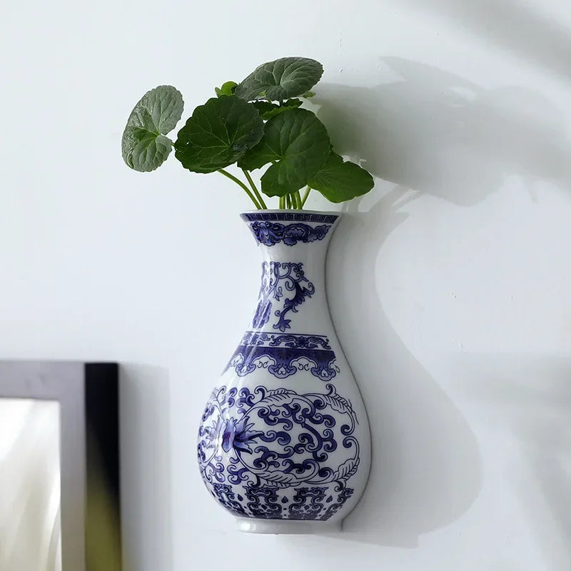 Vase mural en porcelaine — motif bleu et blanc ancien - Nesty (vue 3)