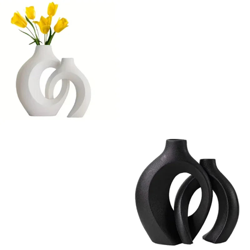 Set de vases blancs en plastique — style européen (vue 9) - Nesty