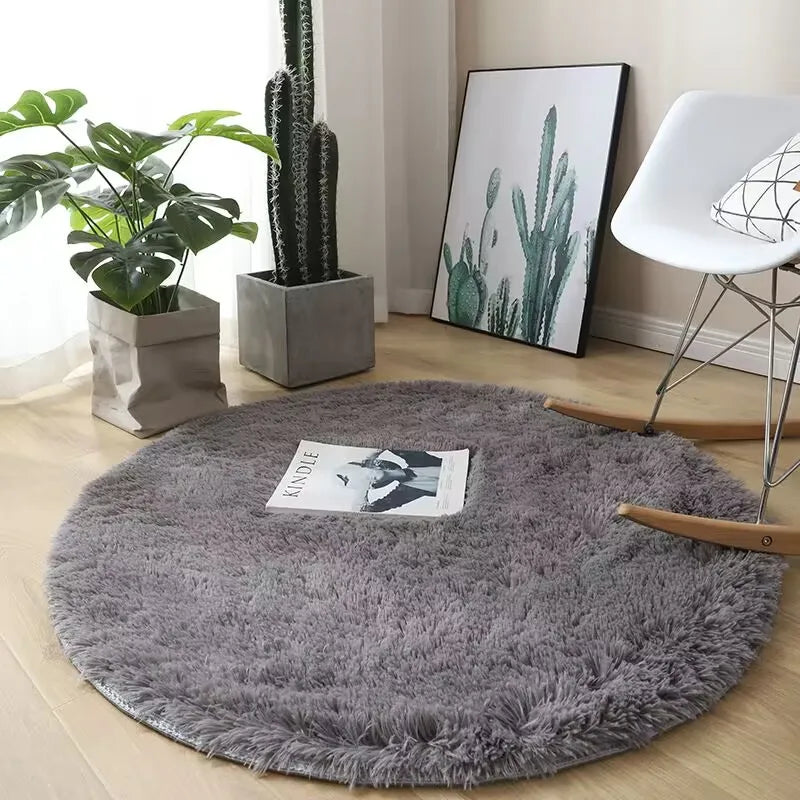 Tapis rond moelleux blanc Nesty - Pour chambre et salon (vue 8)