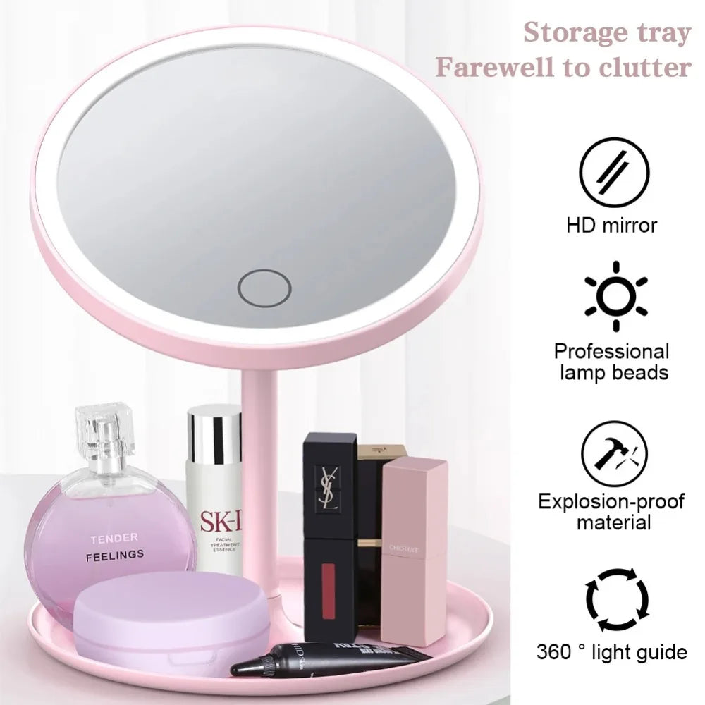 Miroir de voyage portatif avec plateau et éclairage LED (vue 5) - Nesty