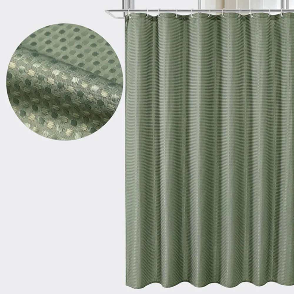 Rideau de douche gaufré en polyester imperméable, uni et anti-moisissure - Nesty (vue 8)