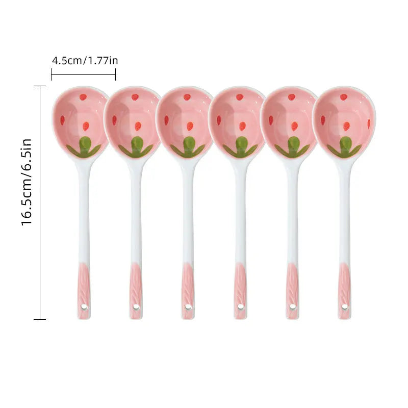 Cuillère en céramique fraise — modèle mignon (vue 9) - Nesty
