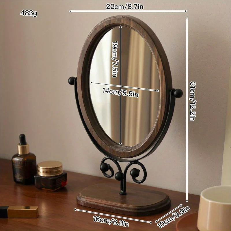 Miroir à poser ovale en bois, pivotant (vue 9) - Nesty