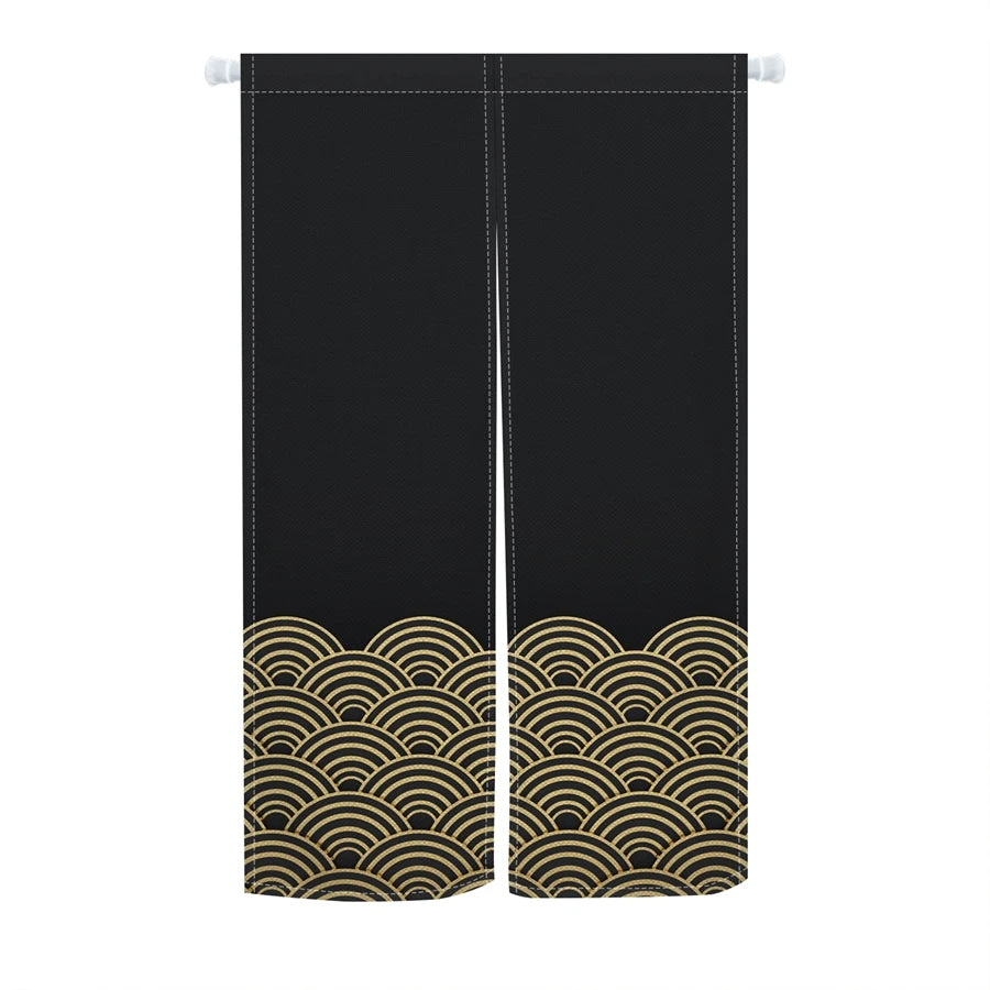 Rideau japonais noren bleu à motif vague, en lin pour porte - Nesty (vue 13)