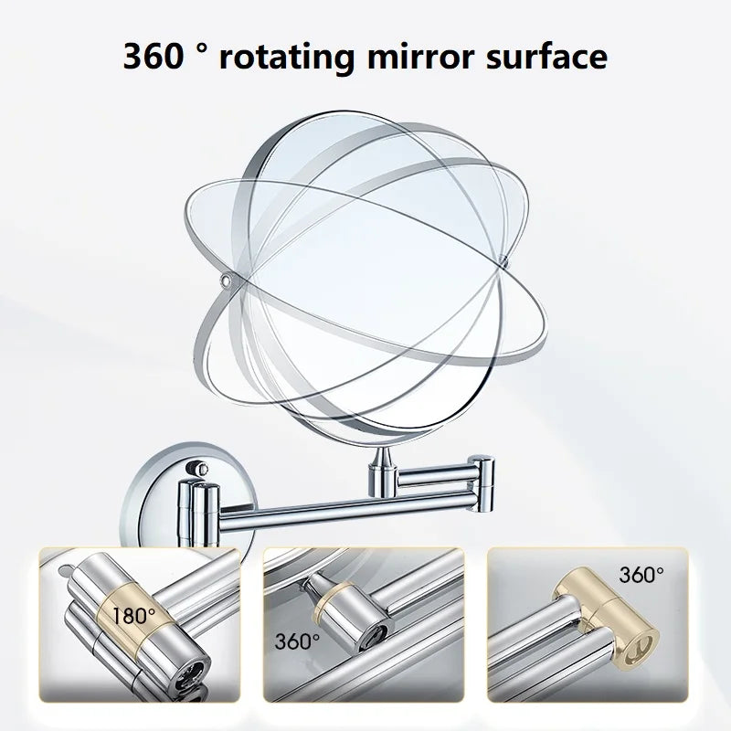 Miroir grossissant chromé double face — bras télescopique (vue 6) - Nesty