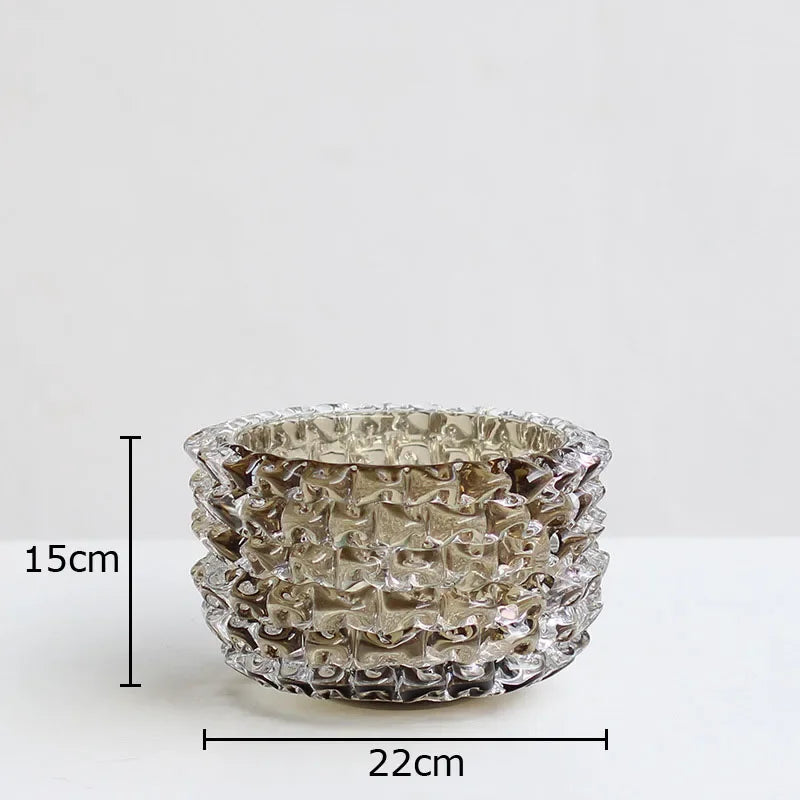 Vase en verre froissé transparent (vue 11) - Nesty