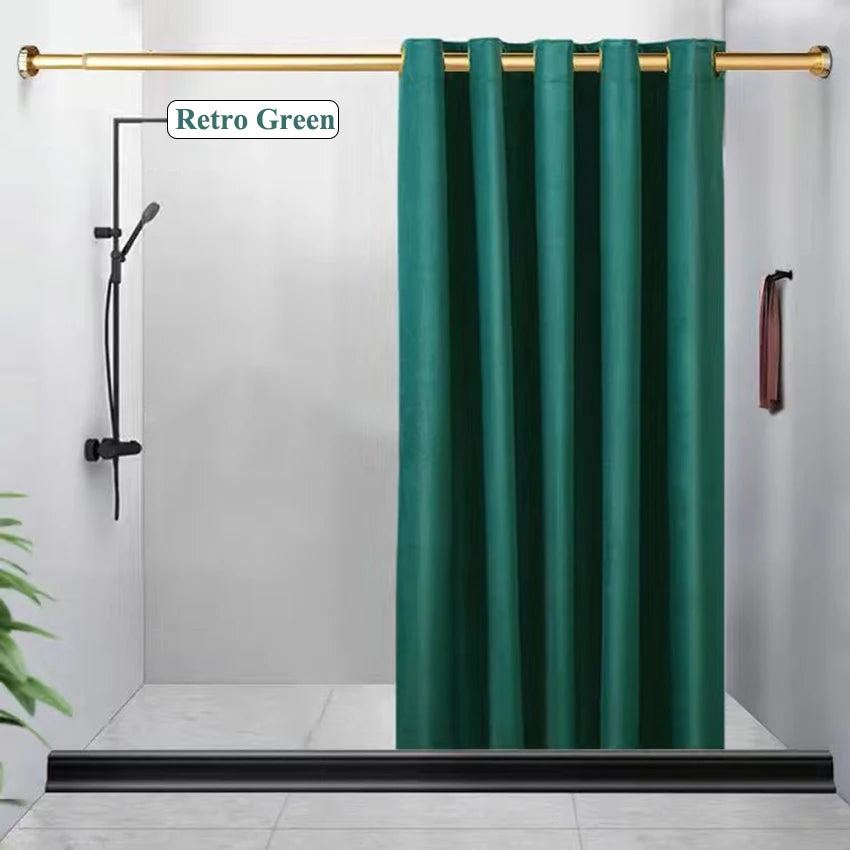 Rideau de douche en velours avec anneaux dorés, double épaisseur imperméable - Nesty (vue 7)