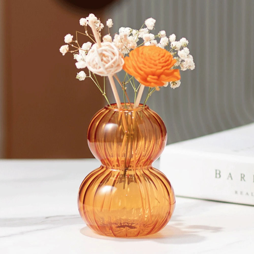 Vase en verre forme calebasse, rayures verticales (vue 5) - Nesty
