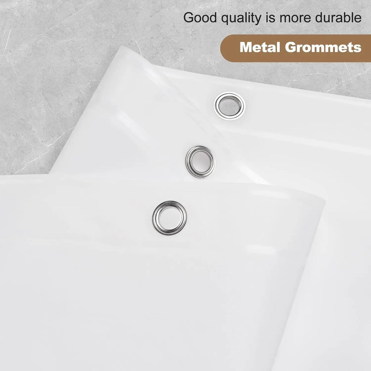 Rideau de douche opaque en PEVA — anneaux métalliques et toucher soyeux (vue 5) - Nesty