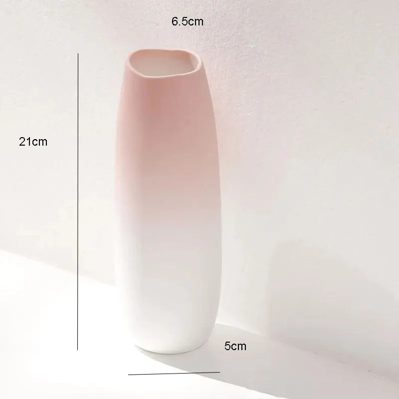 Vase en céramique rose, forme bouteille épurée - Nesty (vue 8)