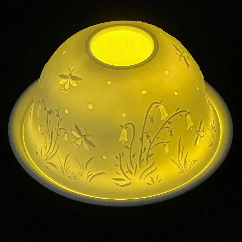 Photophore dôme en porcelaine fine, veilleuse translucide (vue 18) - Nesty