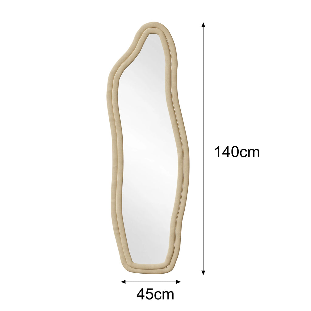 Miroir sur pied forme organique, cadre velours (vue 8) - Nesty