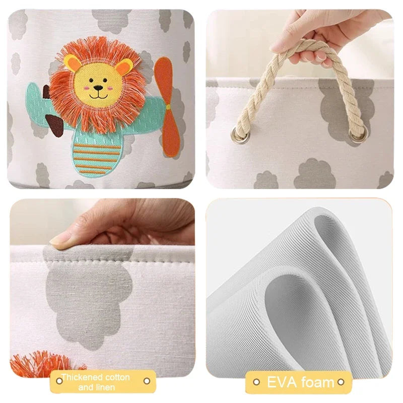 Panier de rangement pliable en lin avec poignées - Nesty (vue 6)