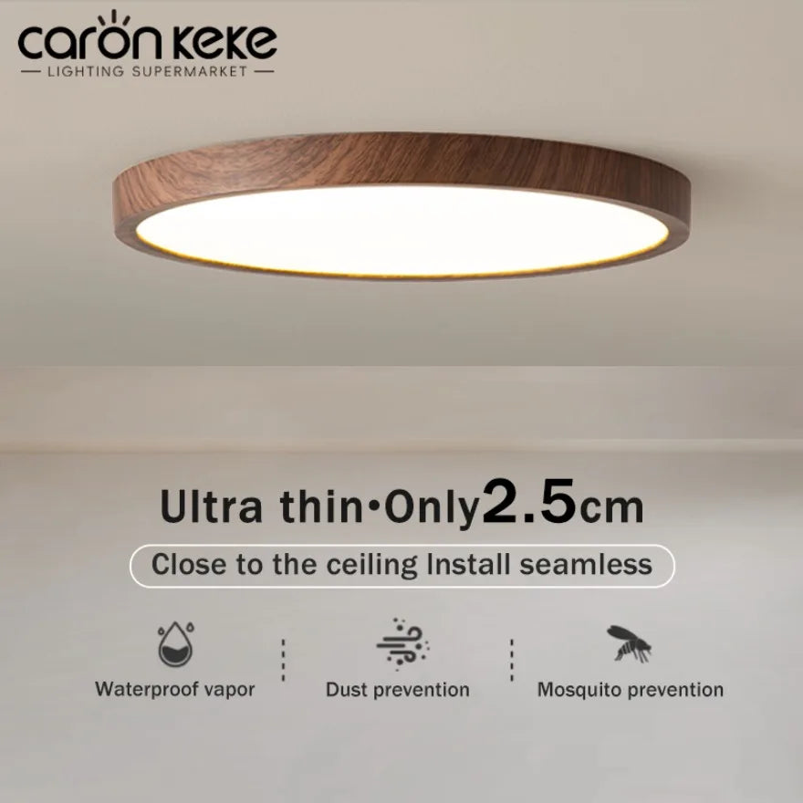 Plafonnier LED rond ultra-plat Nesty - Vue installée au plafond, marque Caron Keke, épaisseur 2,5 cm